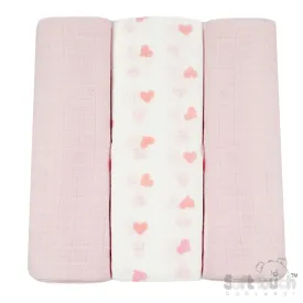 3 Pack Pink Deluxe Super Soft Muslin Squares (PK6) MS13-P