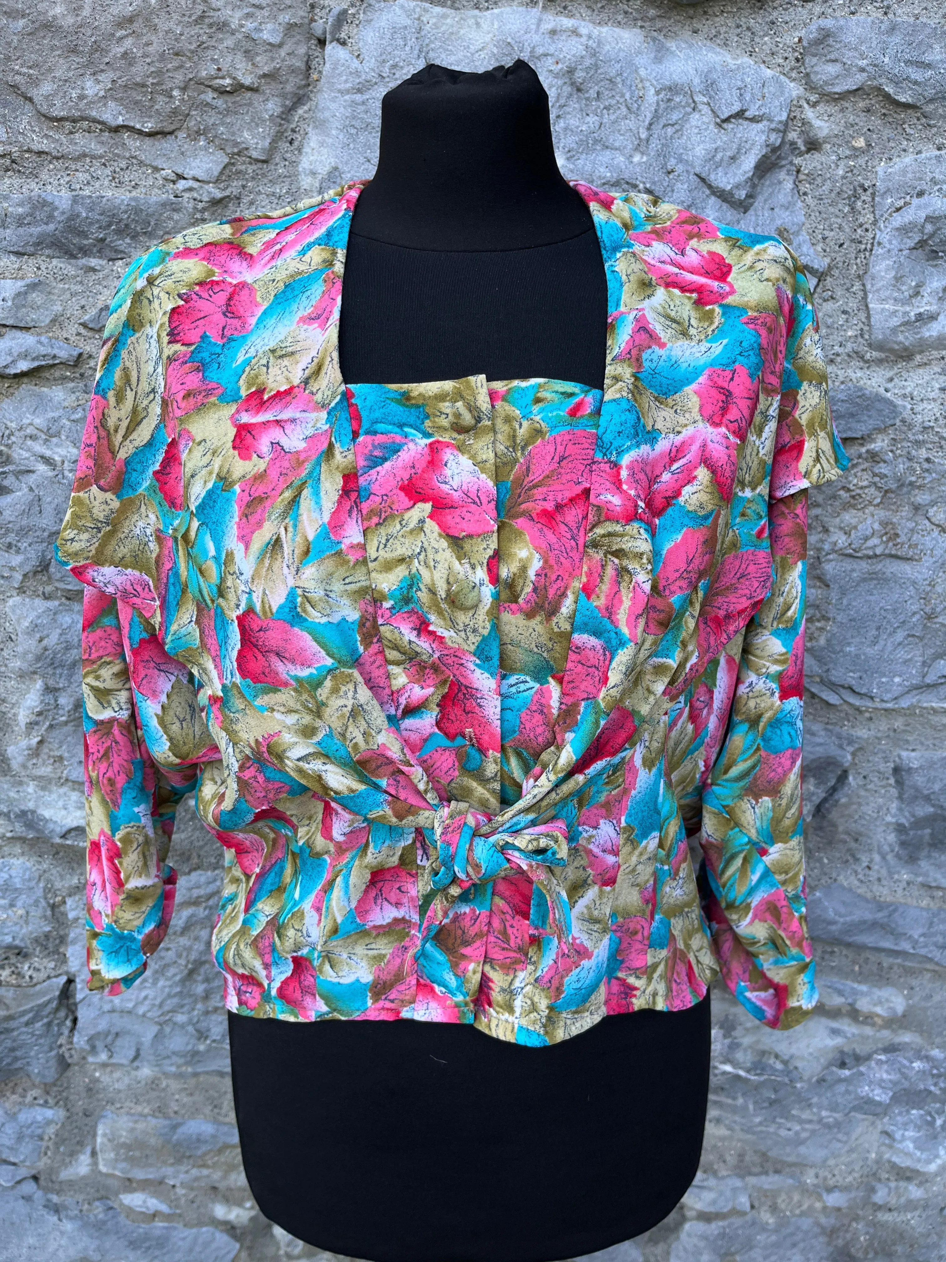 80s autumn flowers blouse uk 10-12