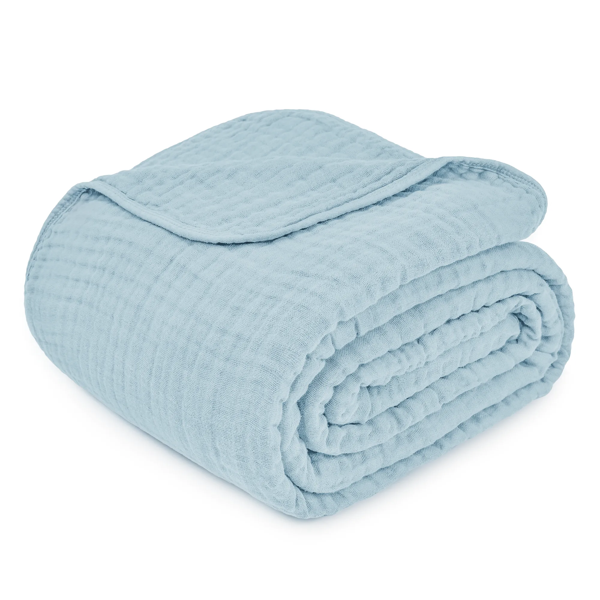 Adult Muslin Cotton Throw - Sky Blue