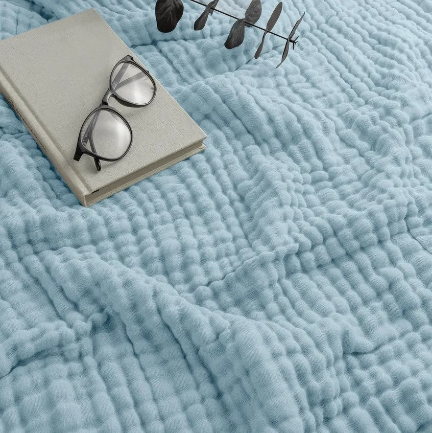 Adult Muslin Cotton Throw - Sky Blue