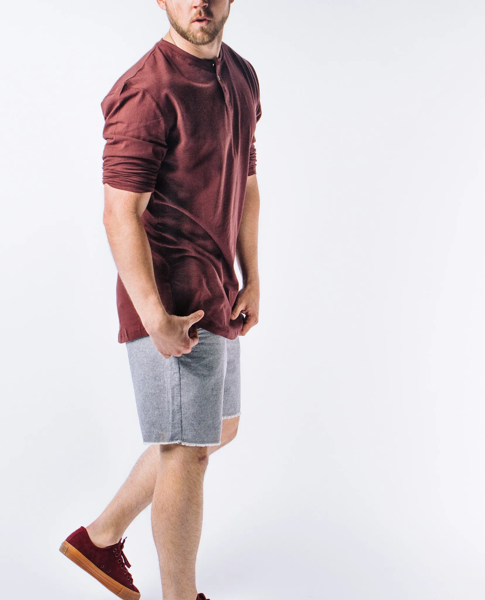 Ambig Oxblood Mid Sleeve Henley