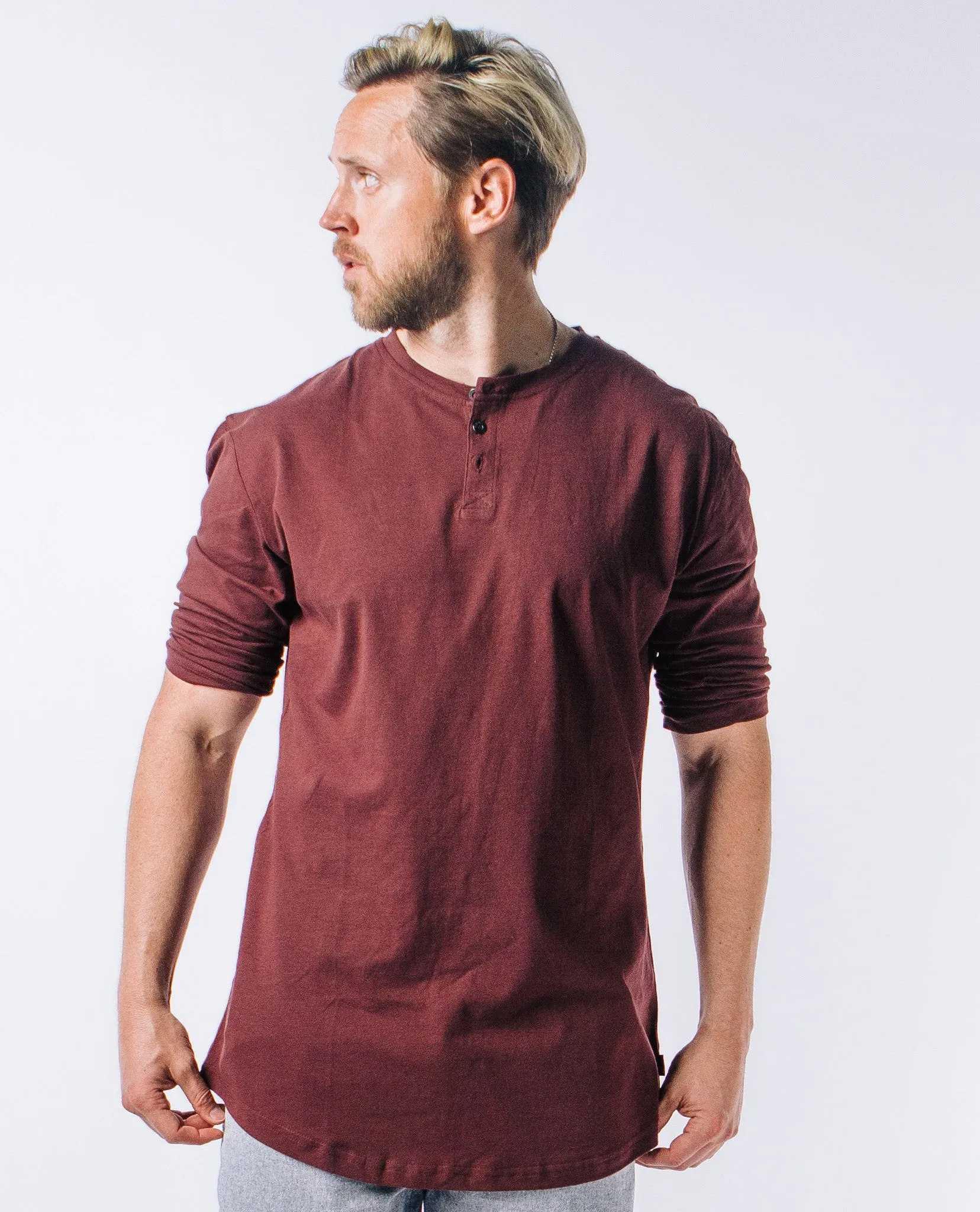 Ambig Oxblood Mid Sleeve Henley