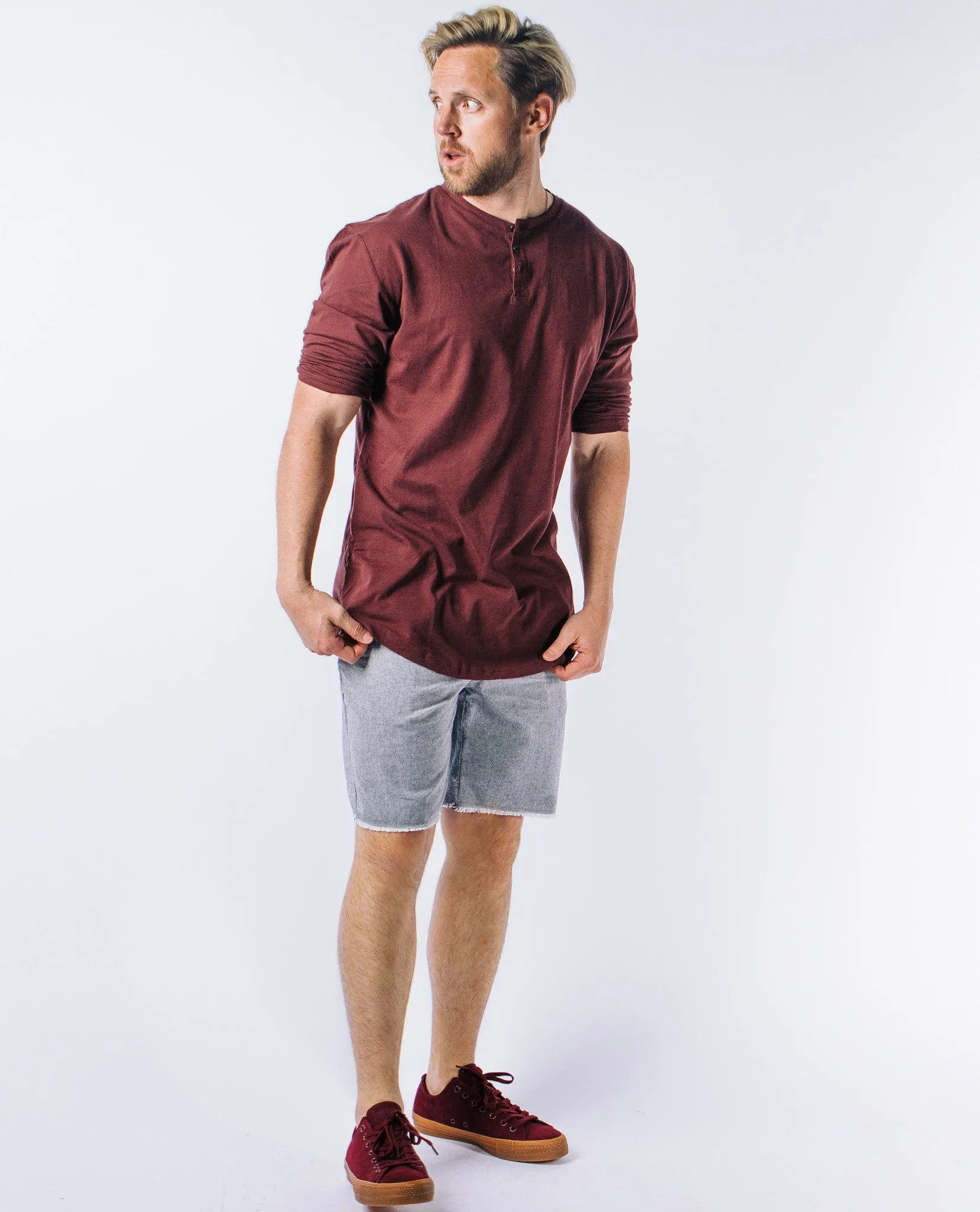 Ambig Oxblood Mid Sleeve Henley