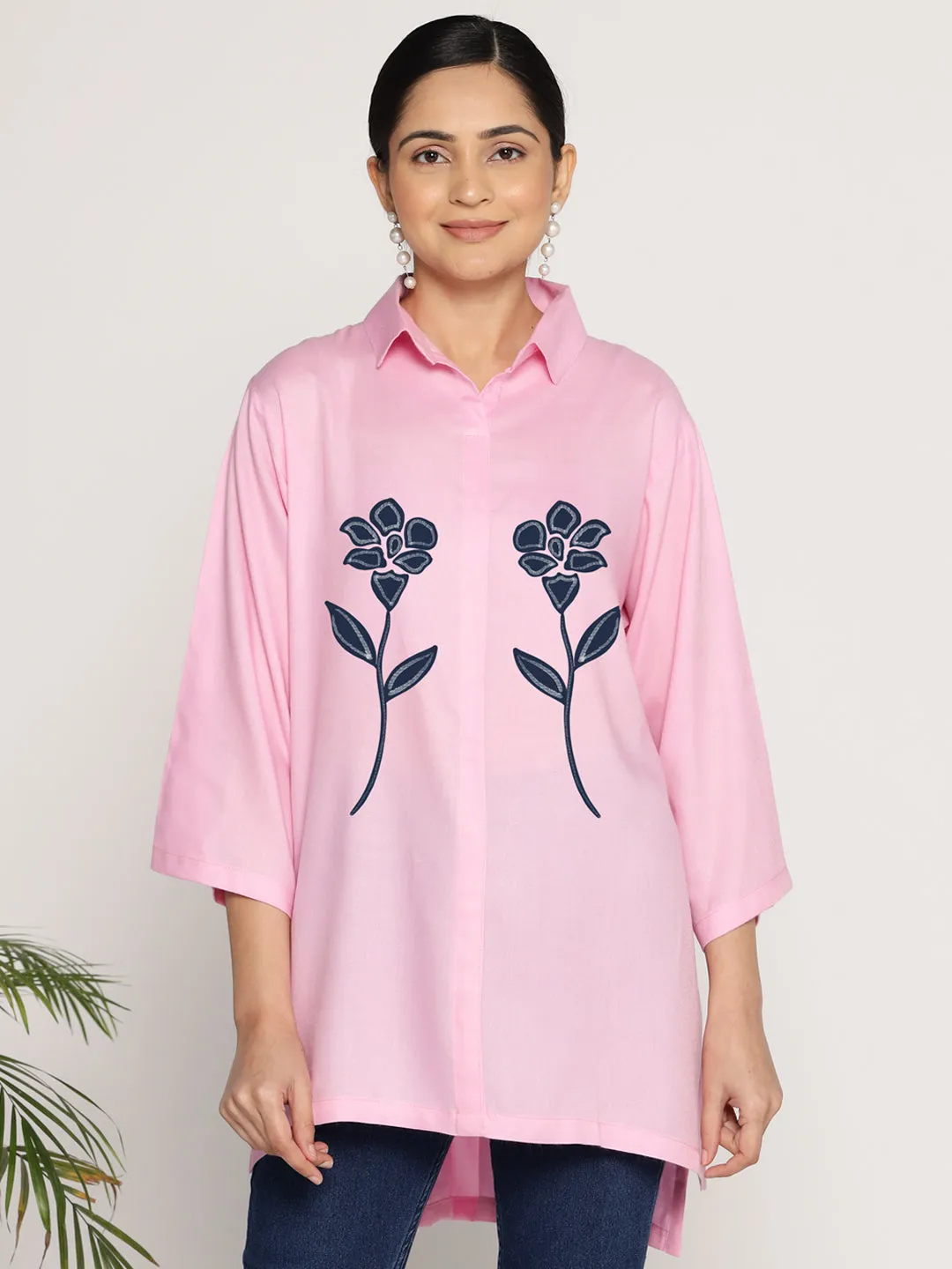 BabyPink Rayon ShirtTop - Solflor