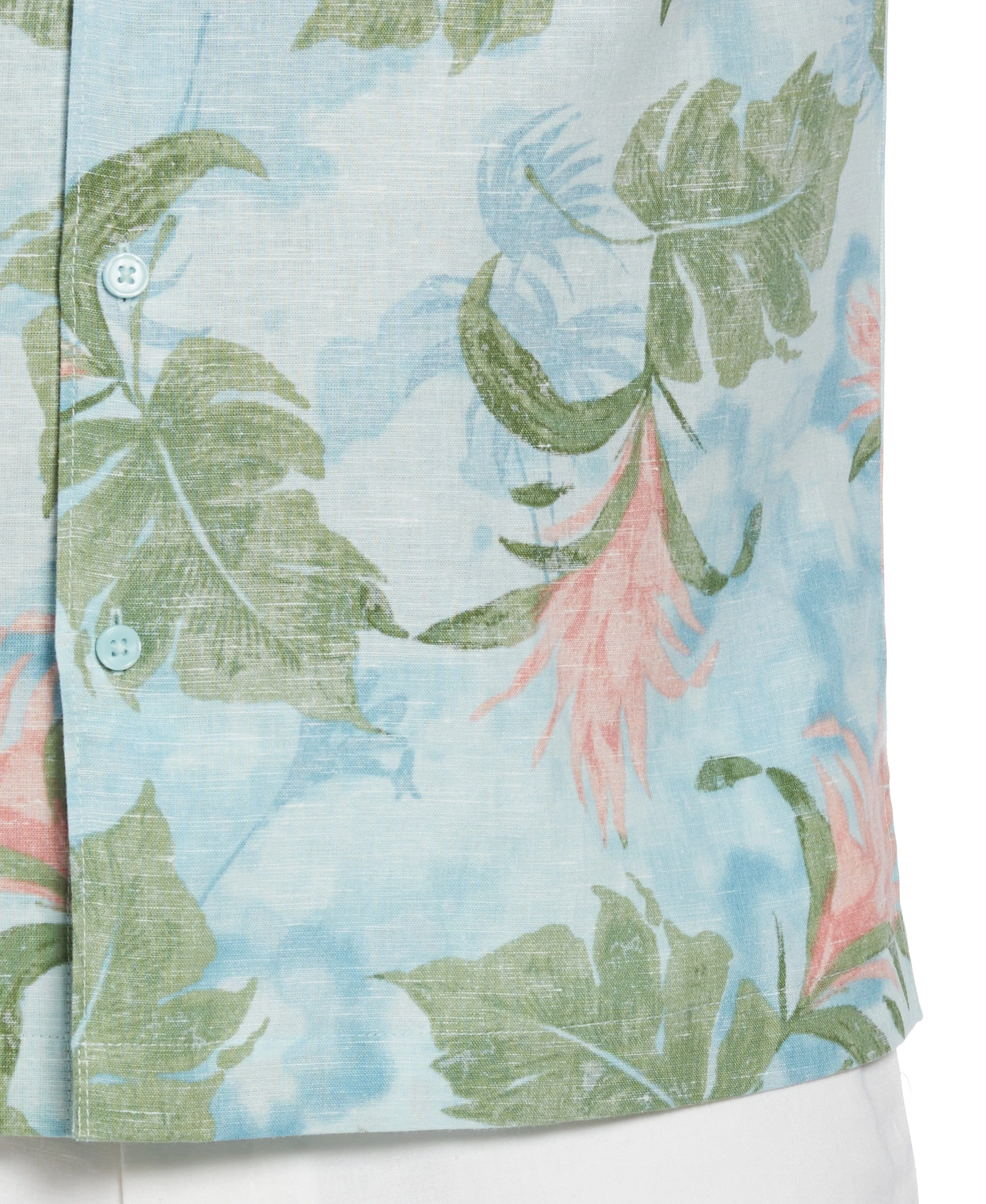 Big & Tall Linen Blend Tropical Floral Print Shirt