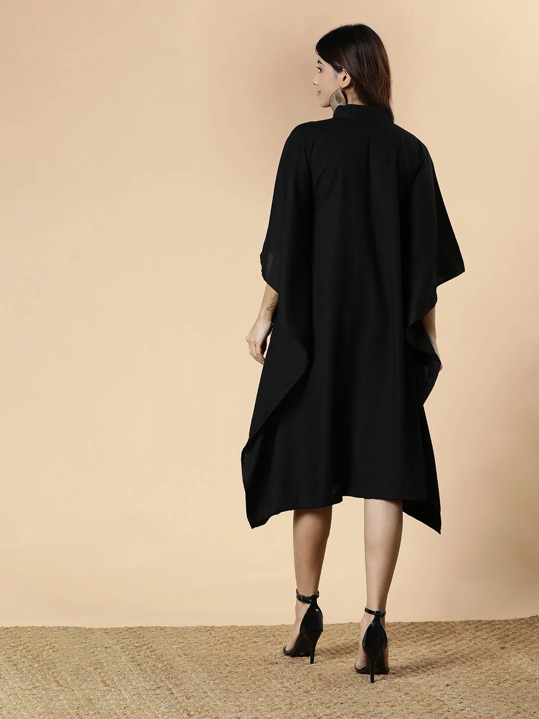 Black Rayon Shirt-Kaftan - Vibe