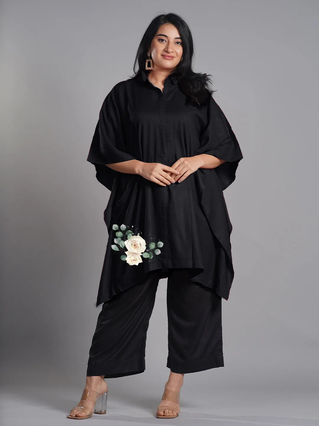 Black Rayon ShirtKurta - Rosita