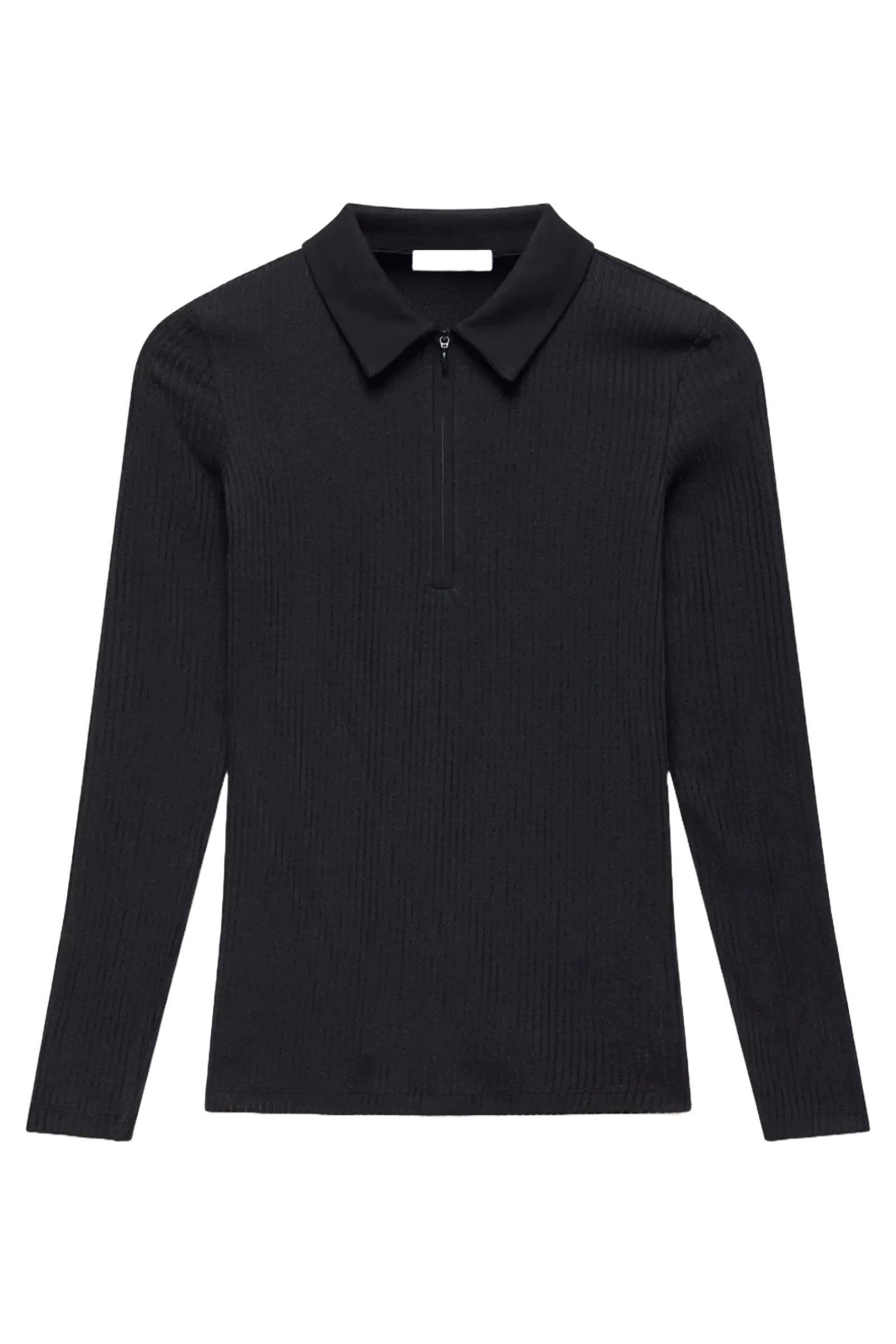 Black Sheer Rib Polo Shirt