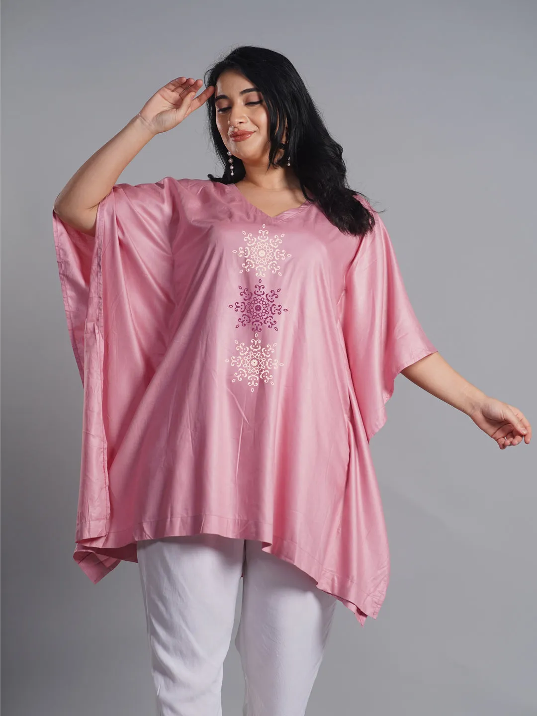 Blush Rayon Kaftan - Flowery