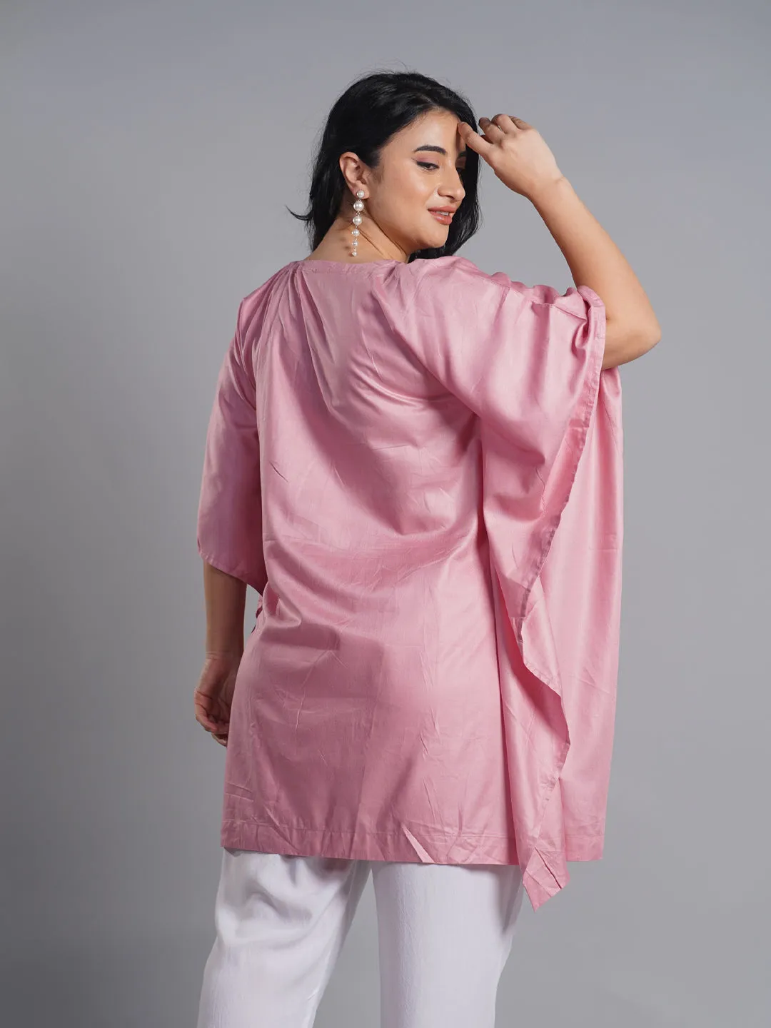 Blush Rayon Kaftan - Flowery