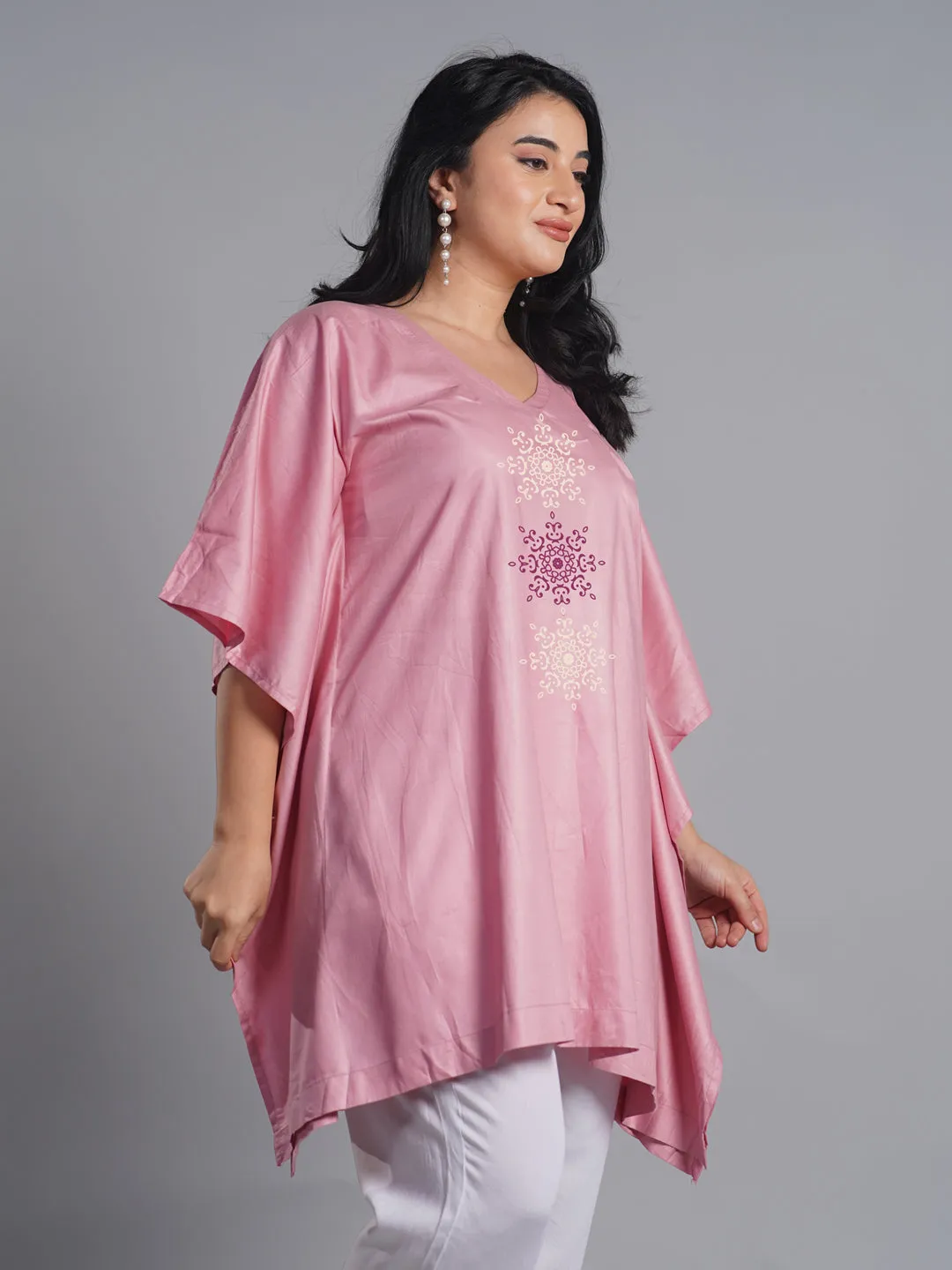 Blush Rayon Kaftan - Flowery