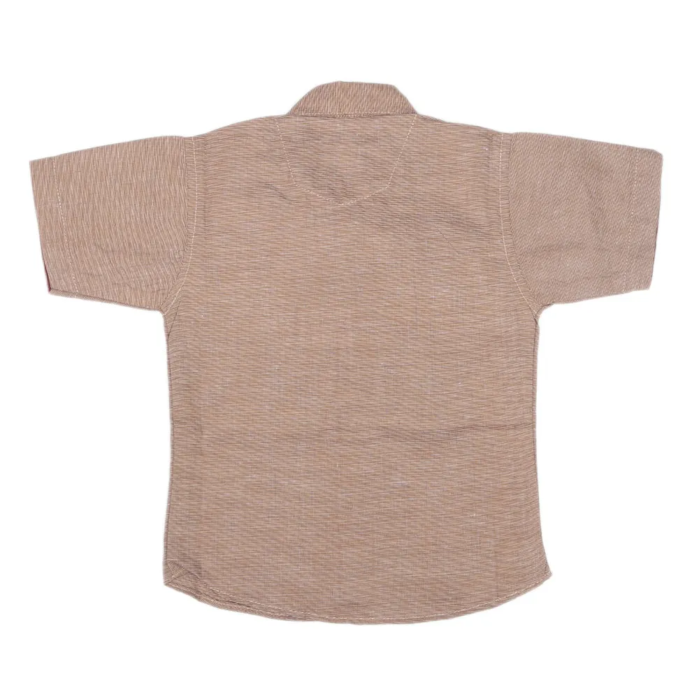 Boys Casual Chambray Shirt Half Sleeves -Brown