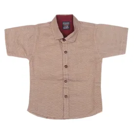 Boys Casual Chambray Shirt Half Sleeves -Brown