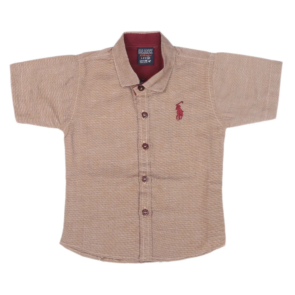 Boys Casual Chambray Shirt Half Sleeves -Brown