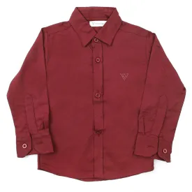 Boys Chambray Casual Full Sleeves Shirt - Maroon