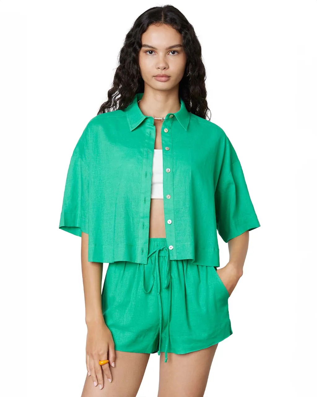 Cropped Boxy Shirt - Kelly