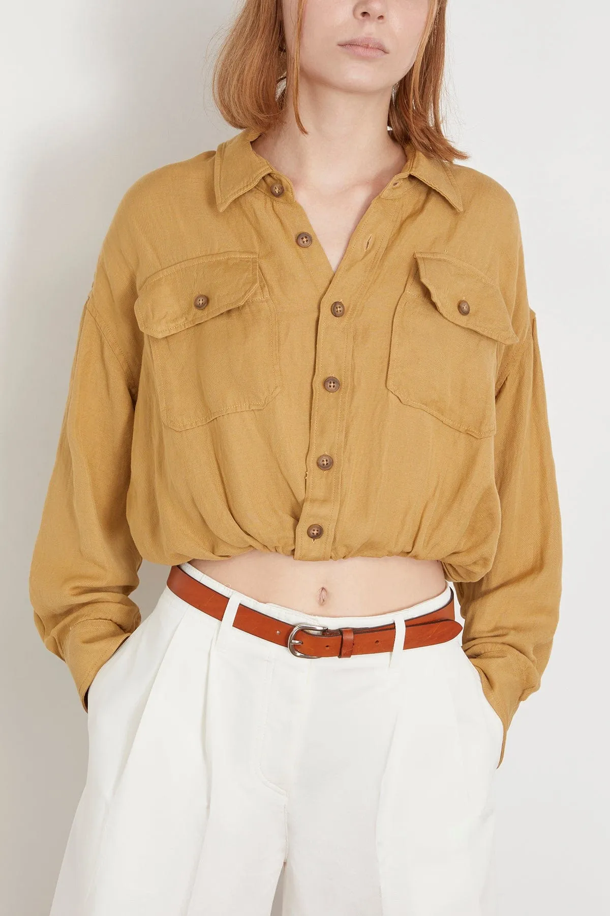 Crossover Utility Bubble Shirt in Khaki