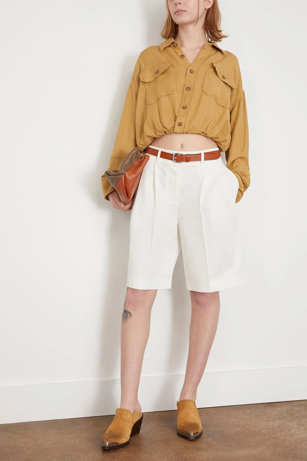 Crossover Utility Bubble Shirt in Khaki