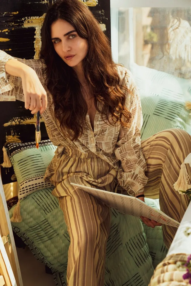 DE-STRESS print oversized shirt and pant set vVyom x deme | Limited Edition Loungewear