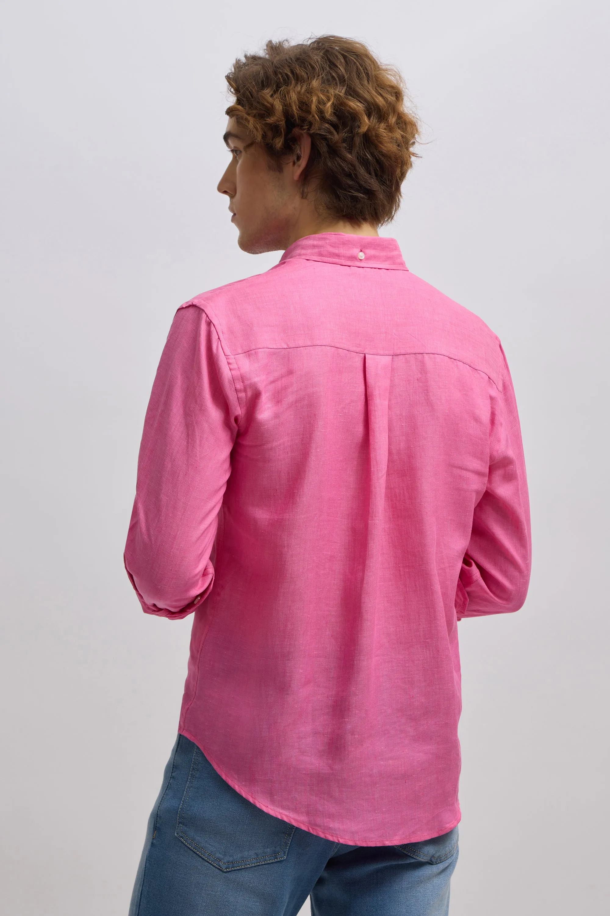 Epica - Premium 100% Linen Full Sleeve Shirt -Deep Rose