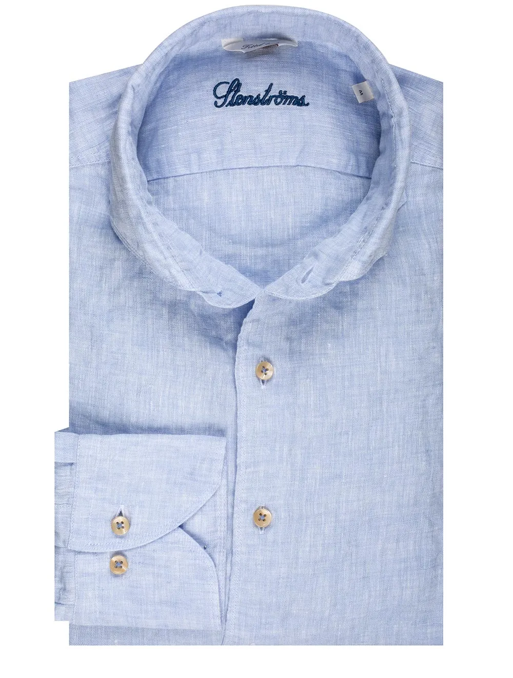 Fitted Linen Shirt Blue