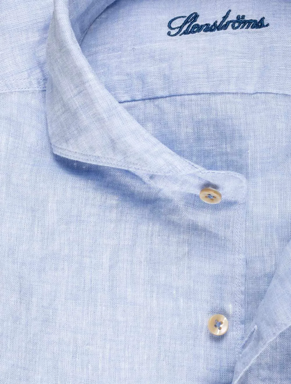 Fitted Linen Shirt Blue