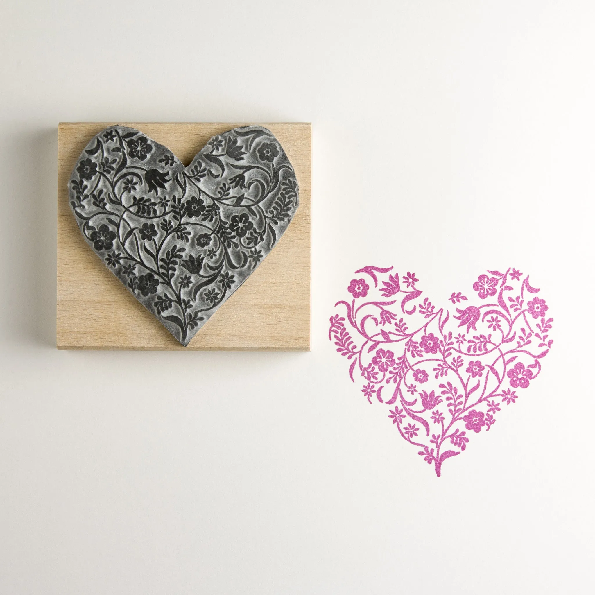 Flowery Heart Craft Rubber Stamp