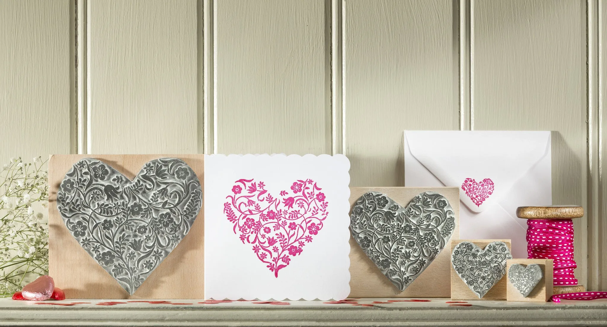 Flowery Heart Craft Rubber Stamp