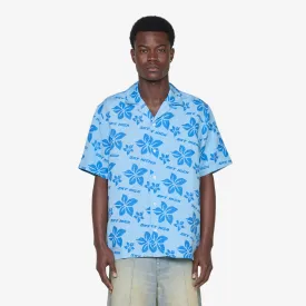 Hand Block Print Hawaiian Shirt Blue