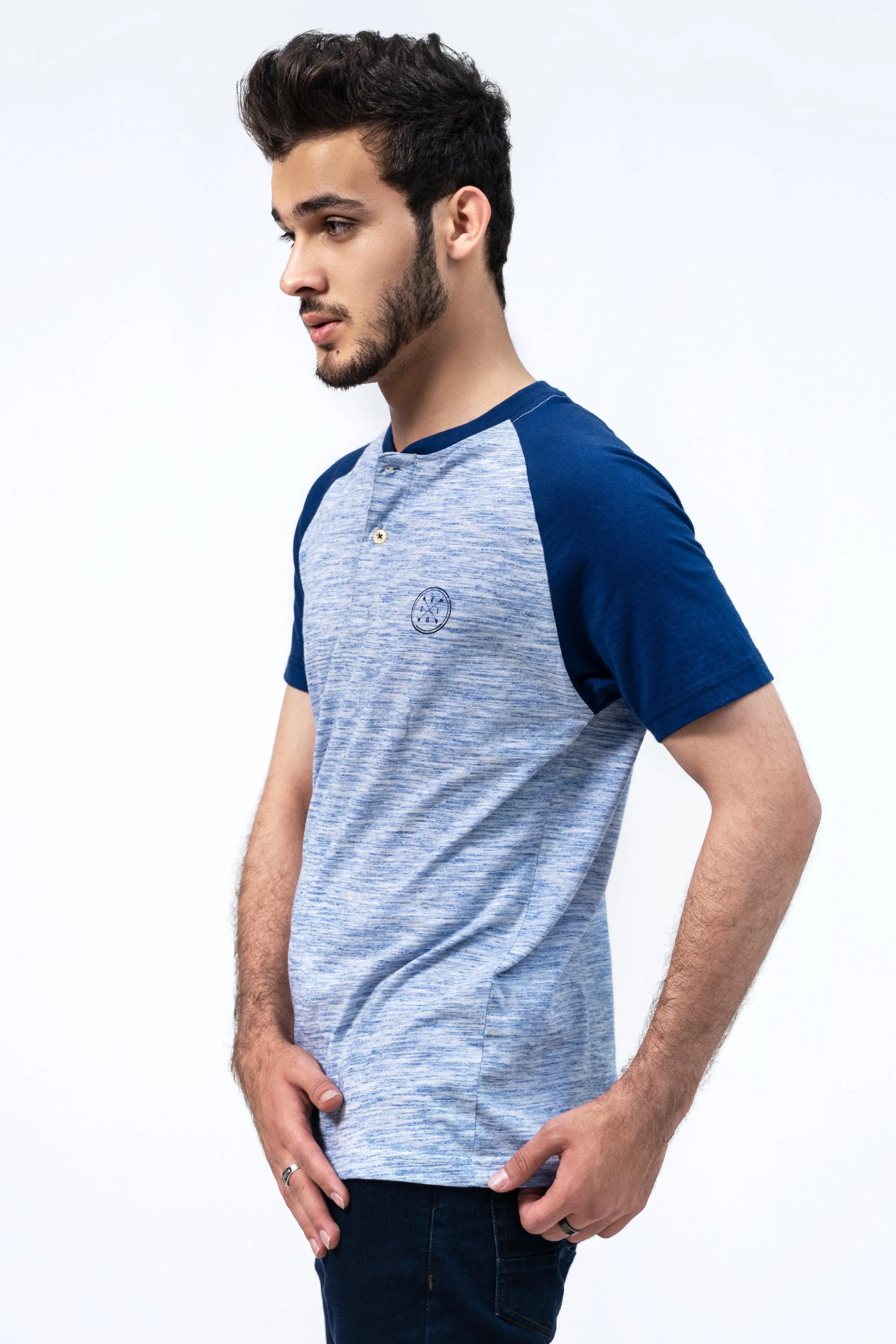 HENLEY RAGLAN T-SHIRT BLUE