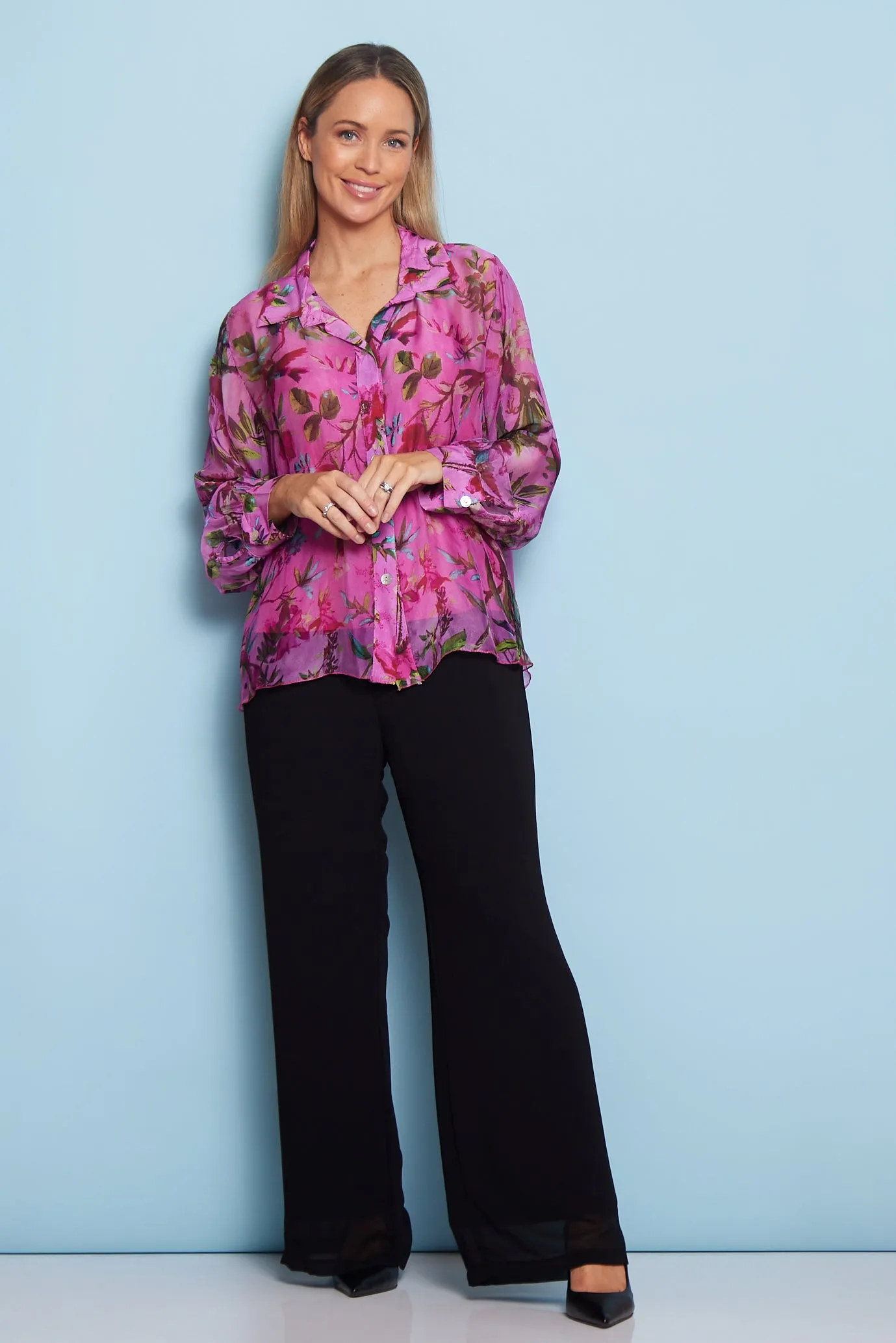 Imogen Silk Shirt - Hot Pink