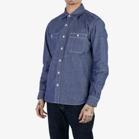 Iron Heart IHSH-363-NAV 10oz Organic Chambray Work Shirt - Navy Blue