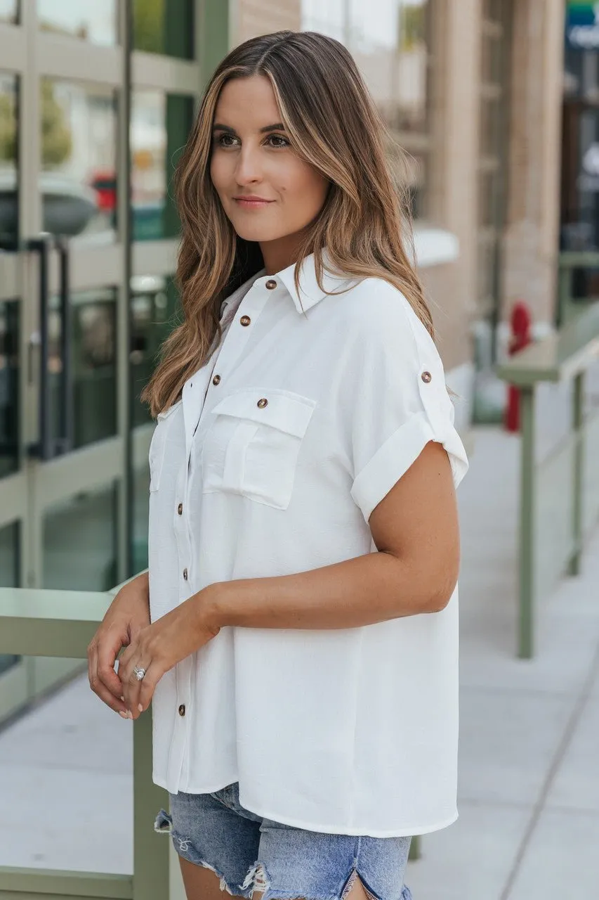 Keep It Simple White Button Down Shirt