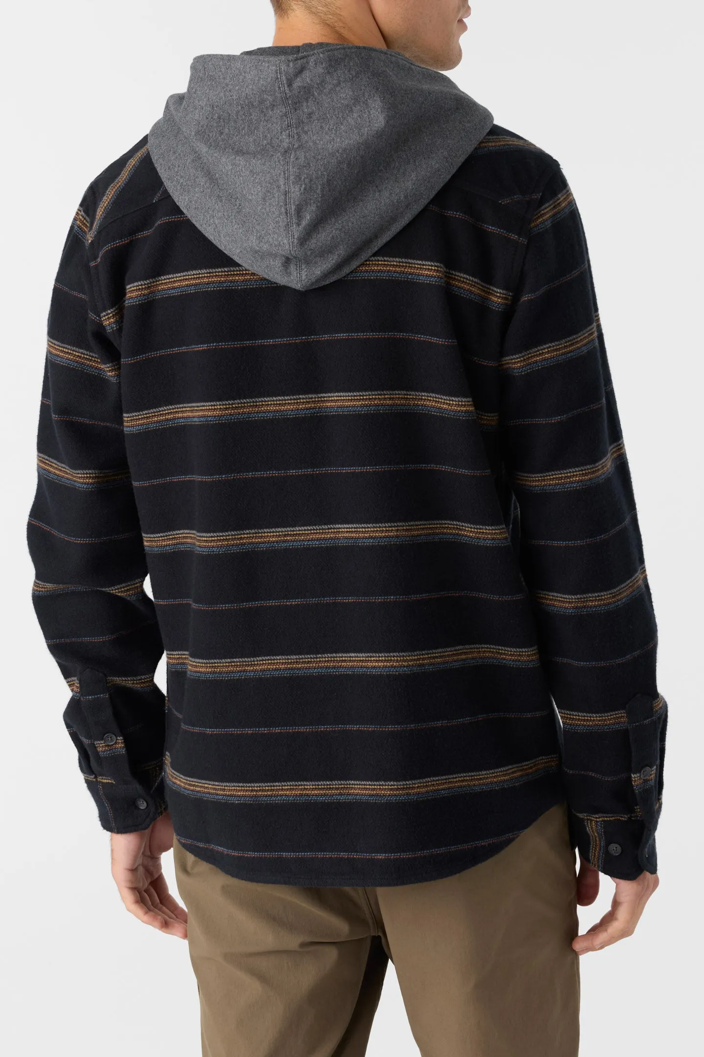 LANDMARKED STRIPE HOODED FLANNEL STANDARD FIT SHIRT