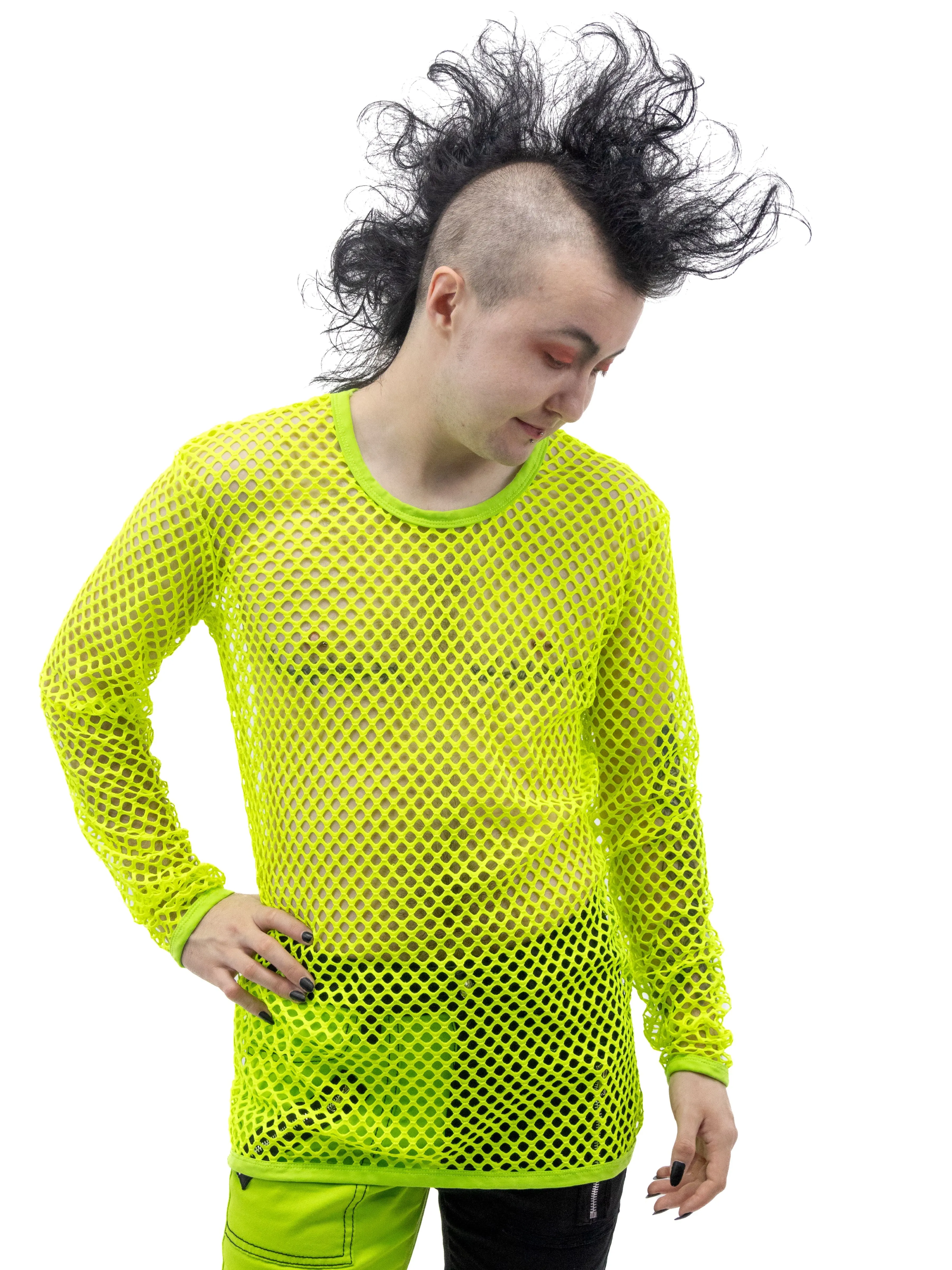 Lime Fishnet Long Sleeve Top UNISEX