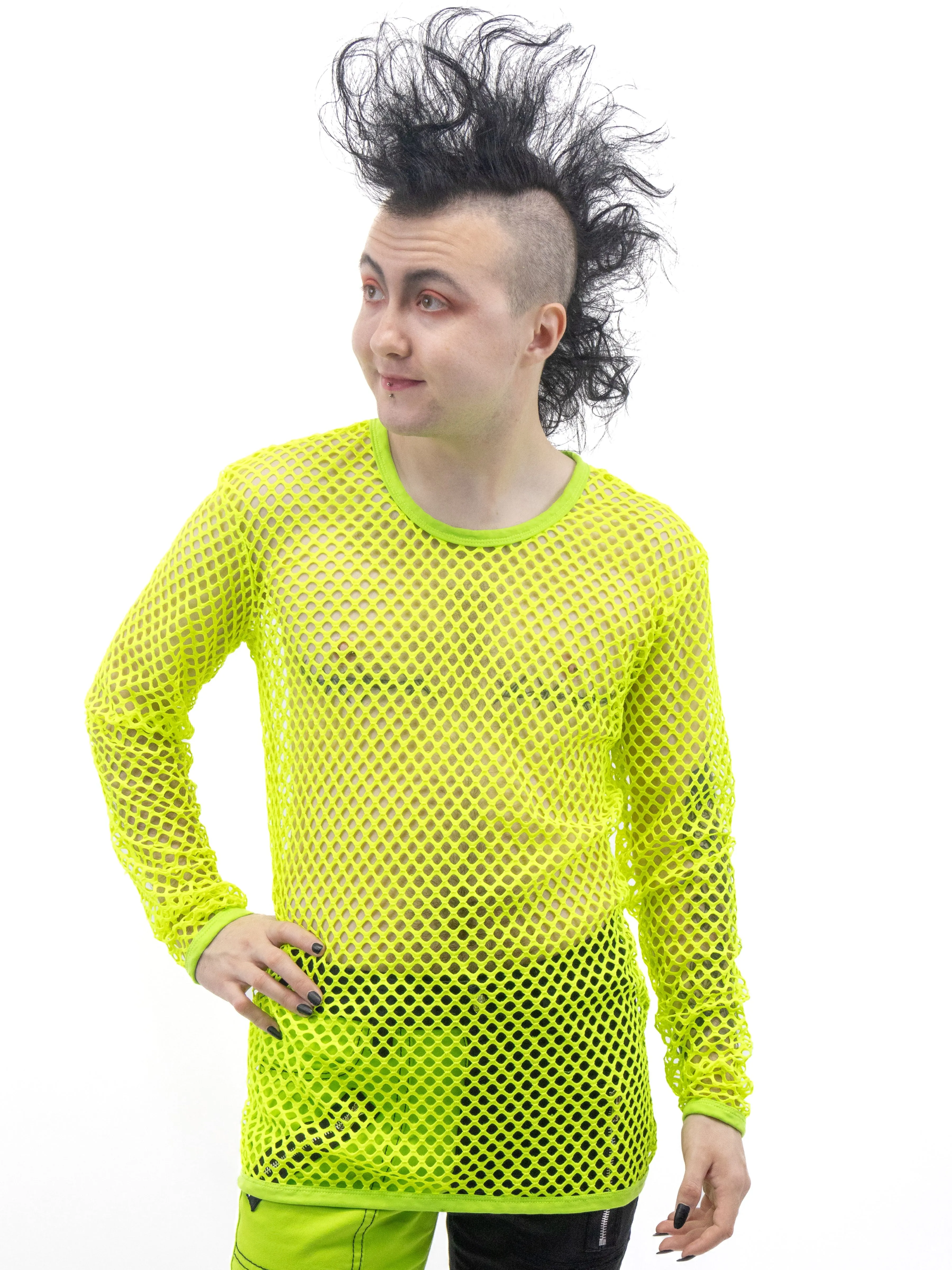 Lime Fishnet Long Sleeve Top UNISEX