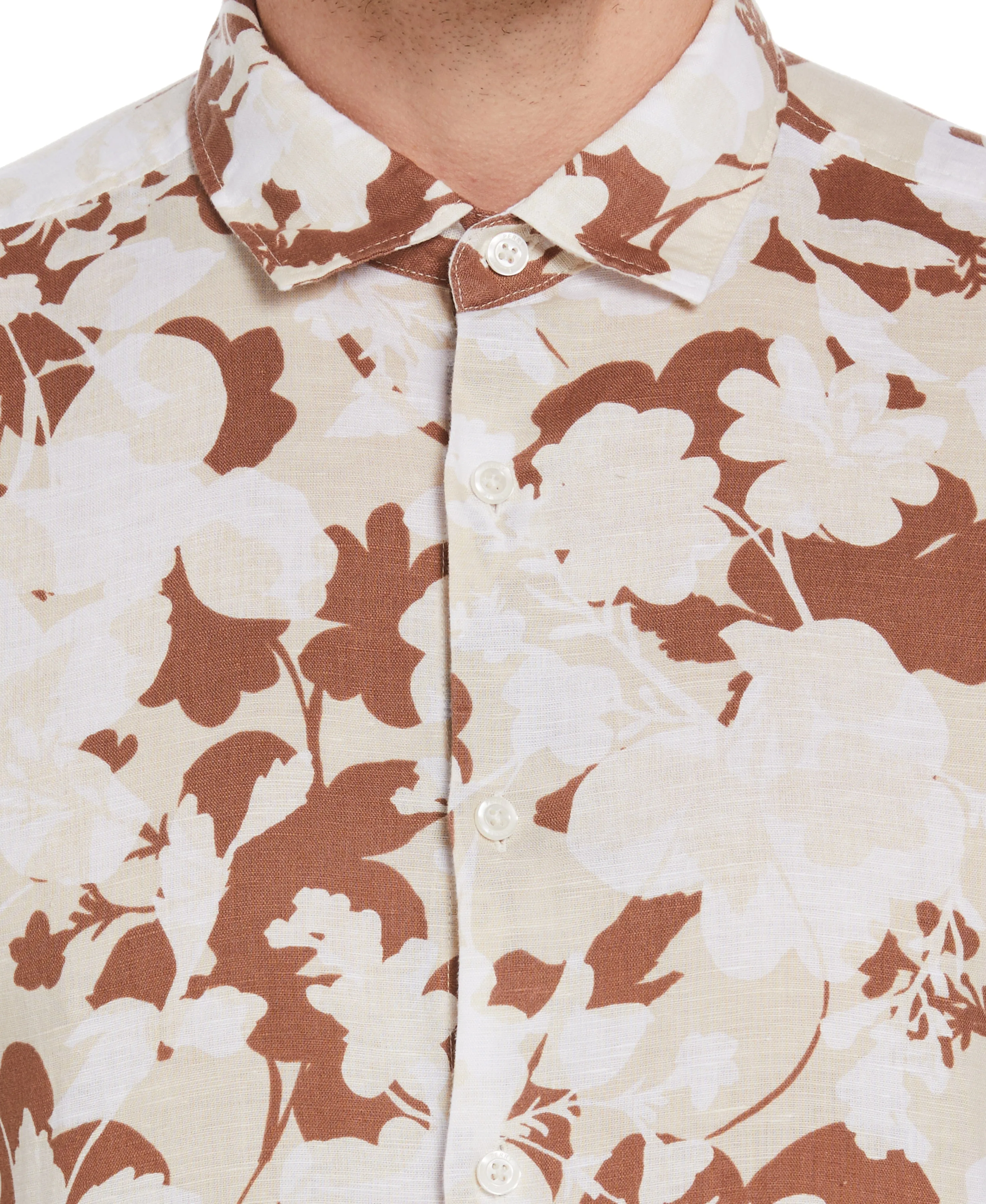 Linen Blend Floral Print Shirt