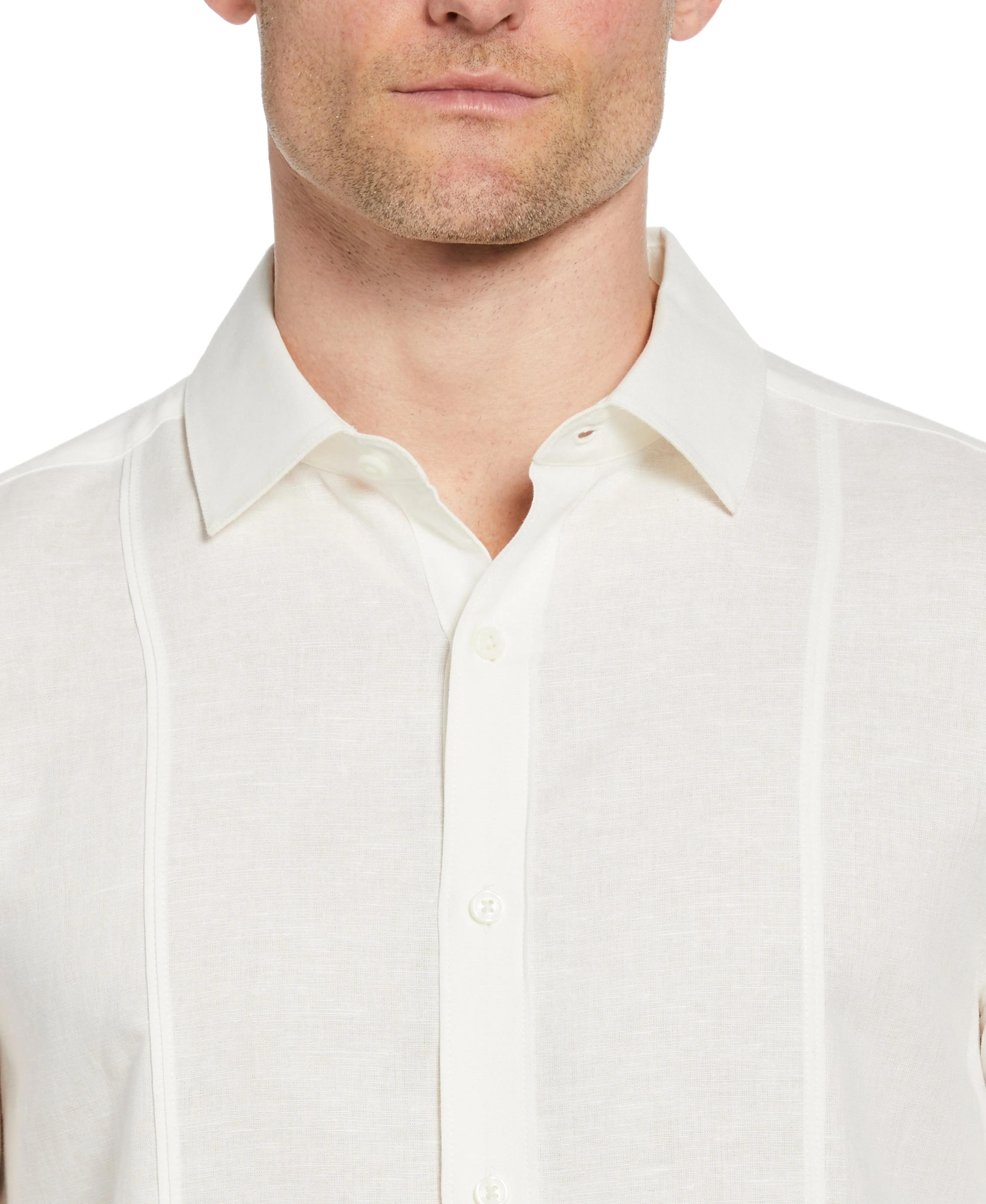 Linen-Blend Pintucks Guayabera Shirt