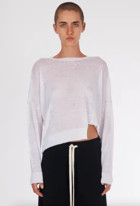 Linen Oversize Boxy Sweater - White