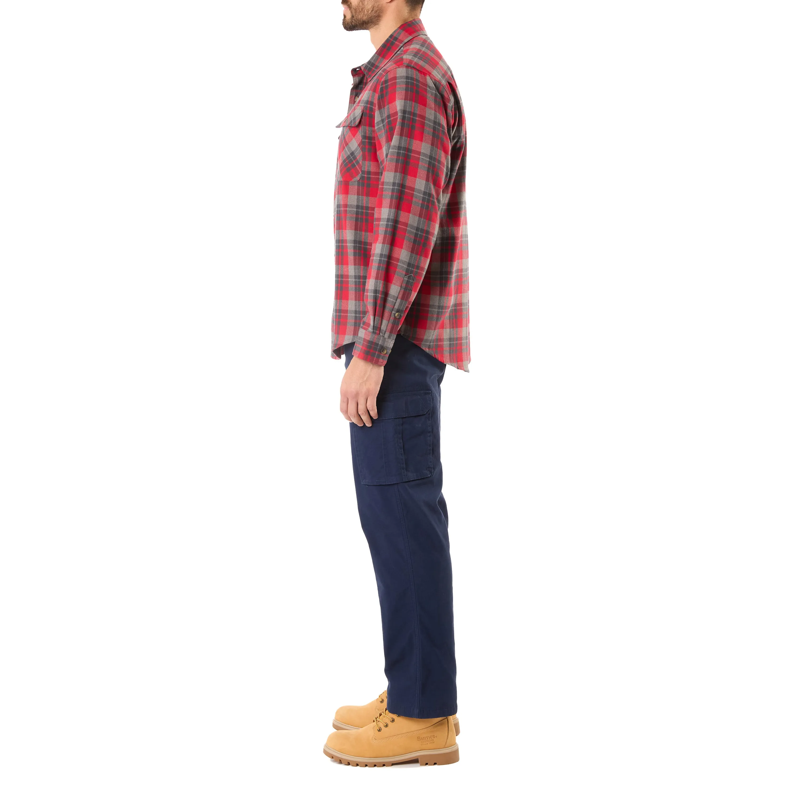 LONG SLEEVE 2-POCKET PLAID FLANNEL SHIRT WITH PEN-SLOT