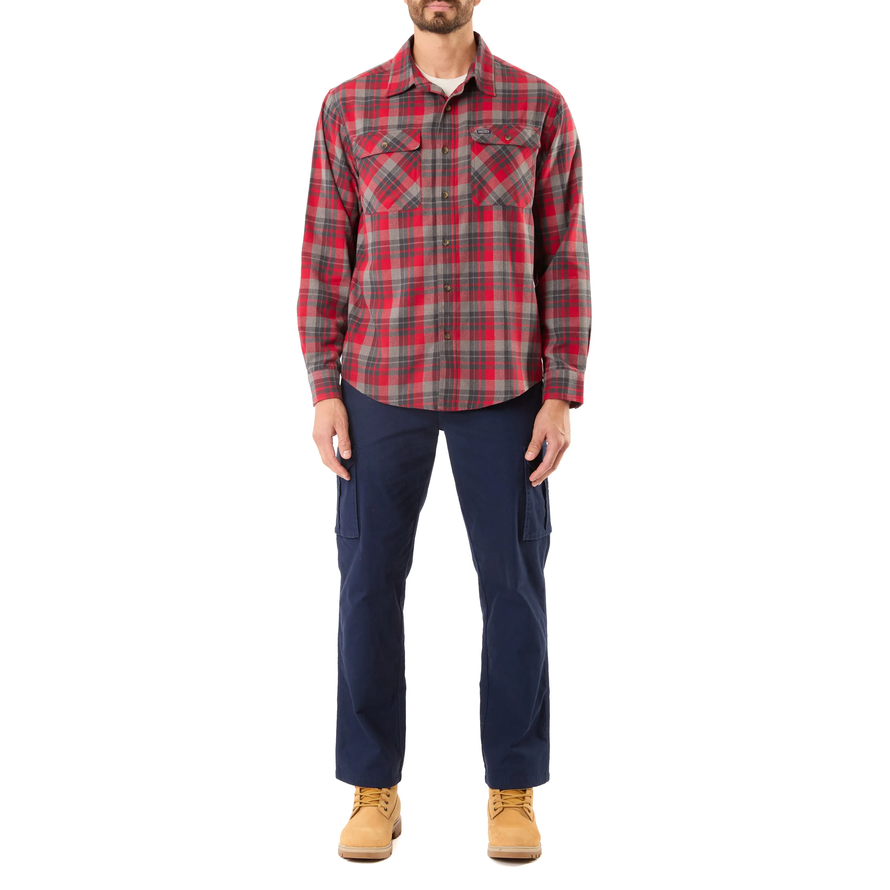 LONG SLEEVE 2-POCKET PLAID FLANNEL SHIRT WITH PEN-SLOT