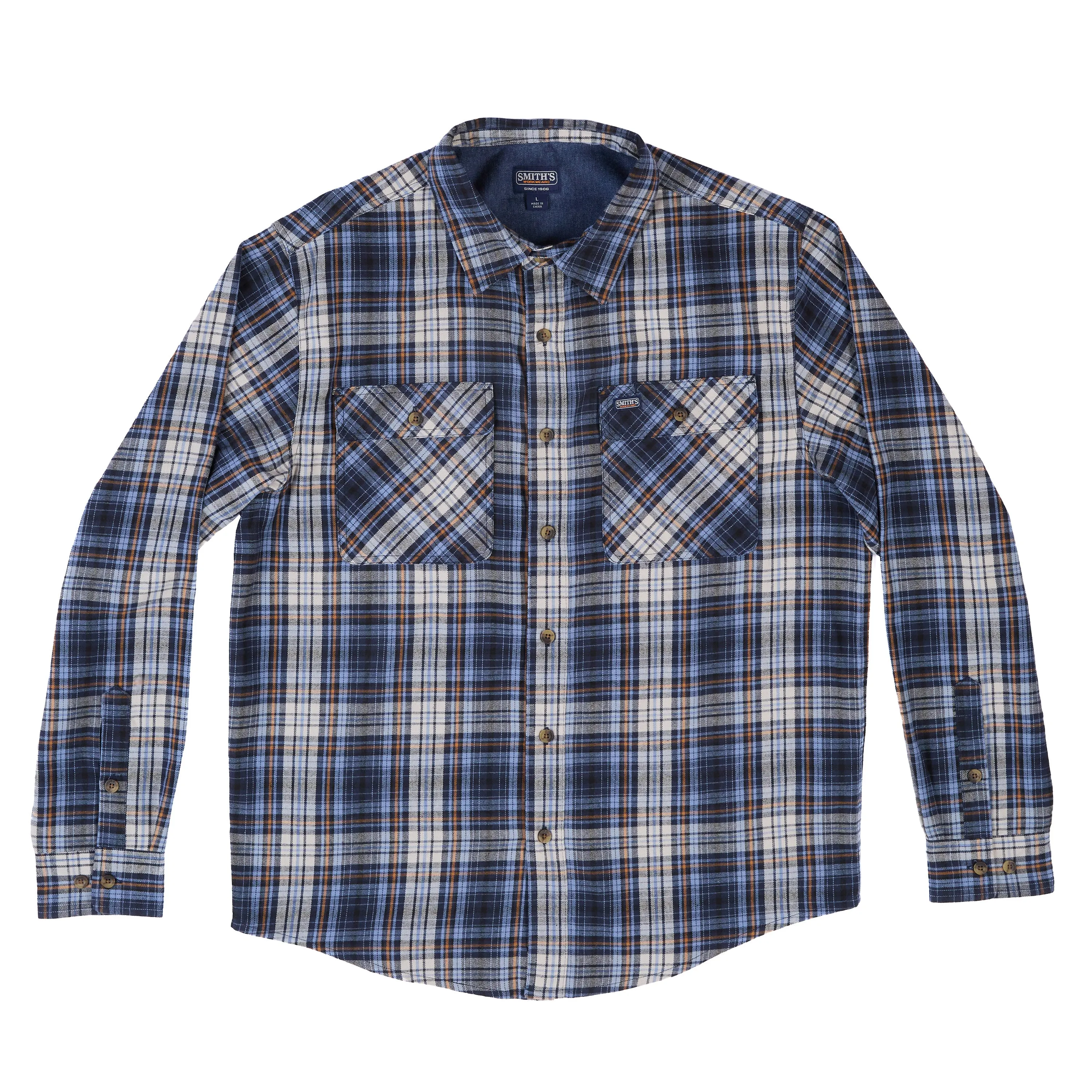 LONG SLEEVE 2-POCKET PLAID FLANNEL SHIRT WITH PEN-SLOT