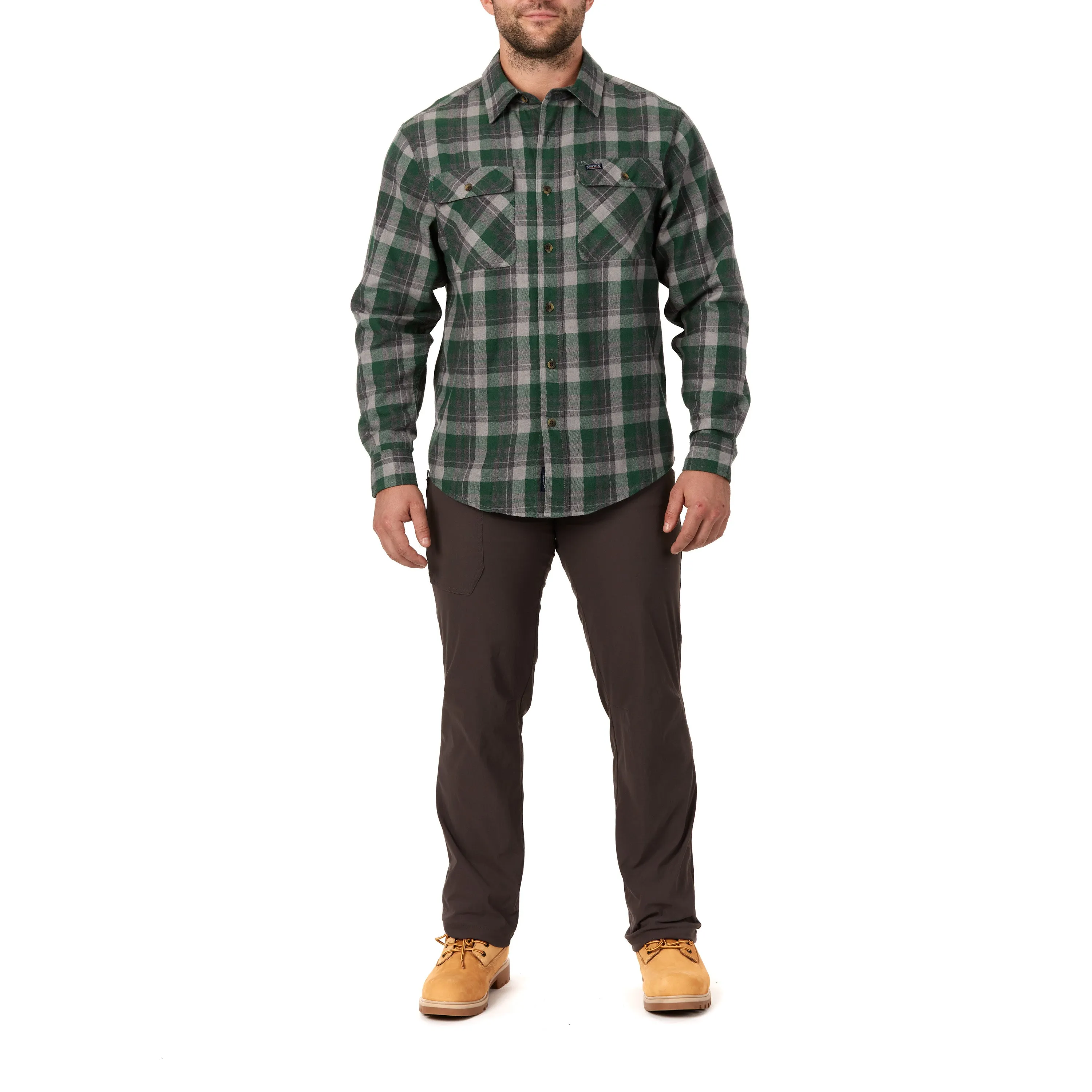 LONG SLEEVE 2-POCKET PLAID FLANNEL SHIRT WITH PEN-SLOT