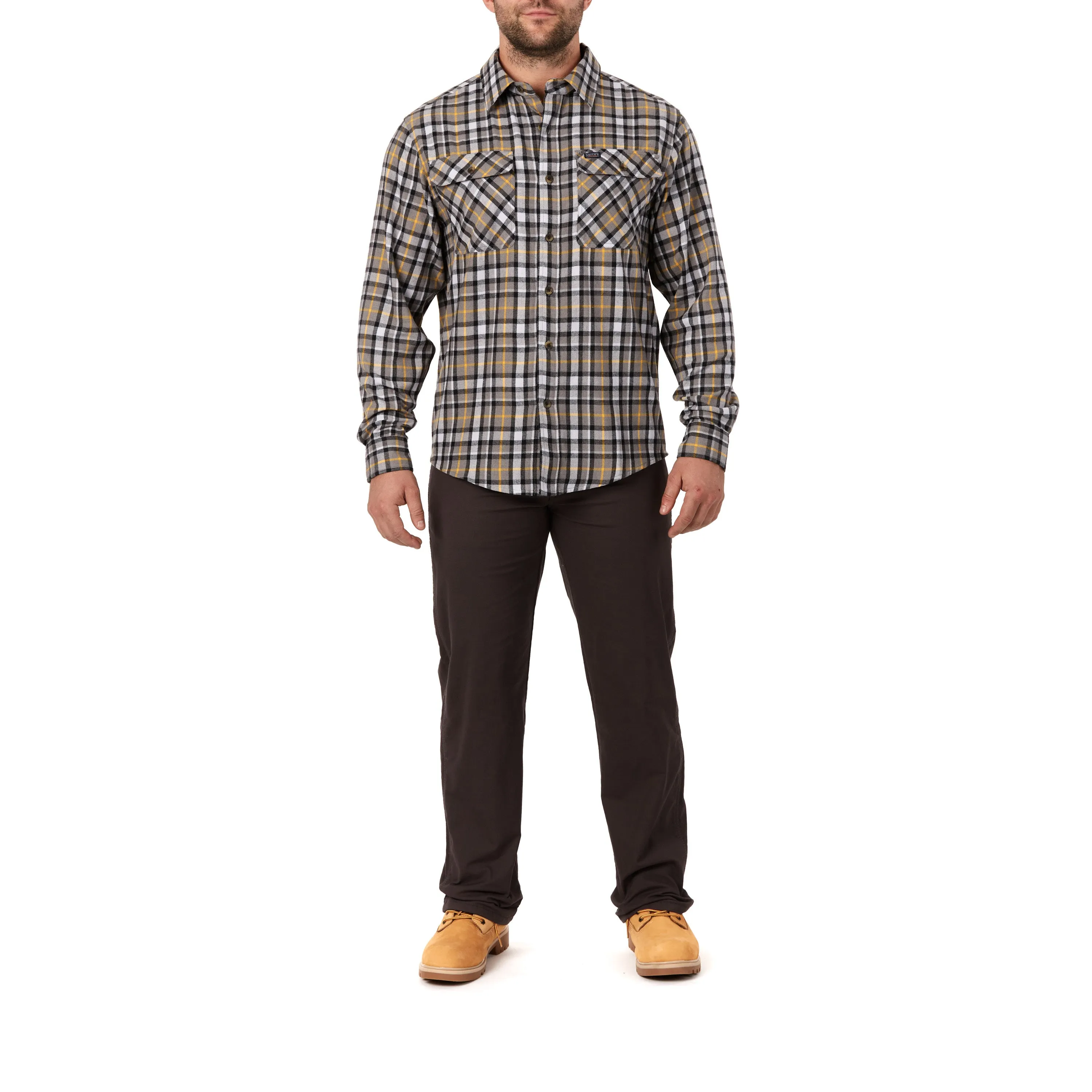 LONG SLEEVE 2-POCKET PLAID FLANNEL SHIRT WITH PEN-SLOT