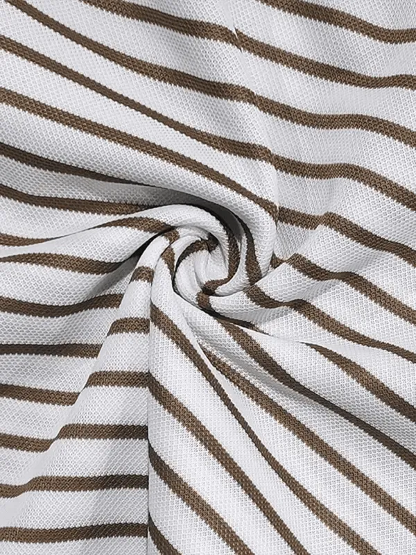 Long-Sleeve Horizontal Striped Henley T-Shirt