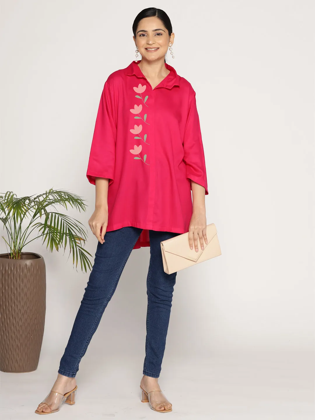 Magenta Rayon ShirtTop - Bonheur