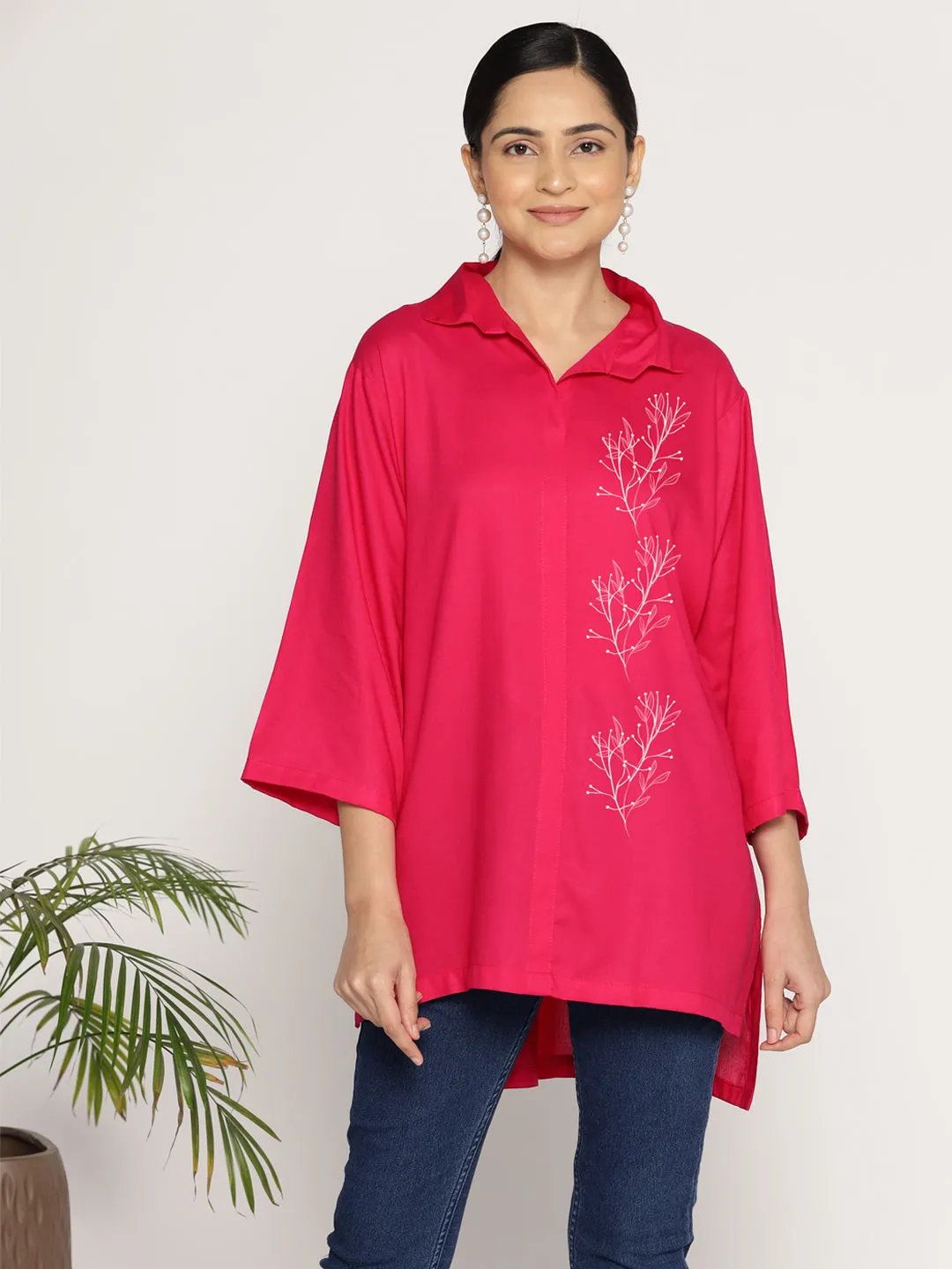 Magenta Rayon ShirtTop - Glace