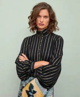 MOMONI - THIERRY BLOUSE IN LUREX STRIPE GAUZE