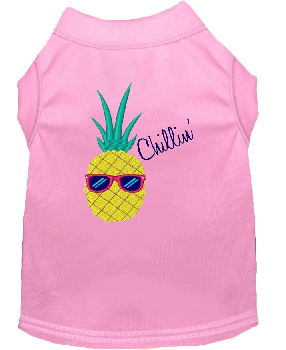 Pineapple Chillin Embroidered Dog Shirt Light Pink Med (12)