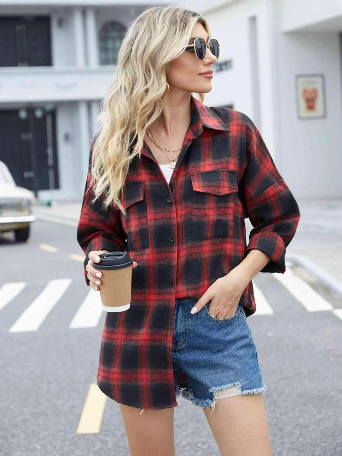 Plaid Collared Neck Button Down Shirt